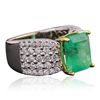 Image 2 : 14KT Two-Tone Gold 4.16ct Emerald and Diamond Ring