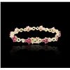 Image 2 : 14KT Yellow Gold 6.40ctw Ruby and Diamond Bracelet