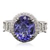 Image 1 : 14KT White Gold 4.24ct Tanzanite and Diamond Ring