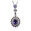Image 2 : 14KT White Gold 3.72ctw Tanzanite and Diamond Pendant With Chain