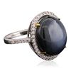 Image 2 : 14KT White Gold 11.81ct Blue Star Sapphire and Diamond Ring