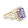 Image 2 : 14KT Yellow Gold 3.32ct Tanzanite and Diamond Ring