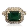 Image 1 : 14KT Yellow Gold 2.63ct Emerald and Diamond Ring