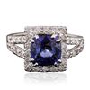 Image 1 : 14KT White Gold 3.10ct Sapphire and Diamond Ring