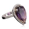 Image 2 : 14KT White Gold 10.41ct Amethyst and Diamond Ring