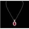 Image 1 : 14KT Yellow Gold 21.67ct Ruby and Diamond Pendant With Chain