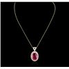 Image 1 : 14KT Yellow Gold 21.67ct Ruby and Diamond Pendant With Chain