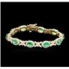 Image 1 : 14KT Yellow Gold 6.50ctw Emerald and Diamond Bracelet