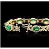 Image 3 : 14KT Yellow Gold 6.50ctw Emerald and Diamond Bracelet