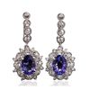 Image 1 : 14KT White Gold 4.88ctw Tanzanite and Diamond Earrings