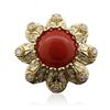 Image 1 : 14KT Yellow Gold 9.36ct Coral and Diamond Ring