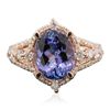 Image 1 : 14KT Rose Gold 4.48ct Tanzanite and Diamond Ring