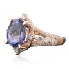 Image 2 : 14KT Rose Gold 4.48ct Tanzanite and Diamond Ring