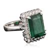 Image 2 : 14KT White Gold 6.12ct Emerald and Diamond Ring