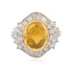 Image 1 : 14KT Yellow Gold 4.43ct Opal and Diamond Ring