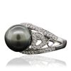 Image 2 : 18KT White Gold Pearl and Diamond Ring