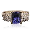 Image 1 : 14KT Yellow Gold 2.47ct Tanzanite and Diamond Ring