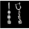 Image 2 : 14KT White Gold 0.99ctw Diamond Earrings