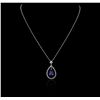 Image 1 : 14KT White Gold 2.98ct Tanzanite and Diamond Pendant With Chain