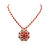 Image 1 : 14KT Yellow Gold 33.95ctw Coral and Diamond Necklace