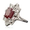 Image 2 : 14KT White Gold 11.02ct Ruby and Diamond Ring