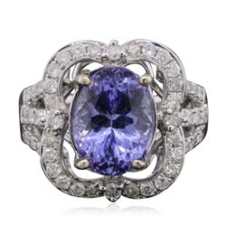 14KT White Gold 5.85ct Tanzanite and Diamond Ring