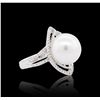 Image 2 : 18KT White Gold Pearl and Diamond Ring