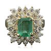 Image 1 : 14KT Yellow Gold 2.02ct Emerald and Diamond Ring