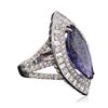 Image 2 : 18KT White Gold GIA Certified 10.54ct Tanzanite and Diamond Ring