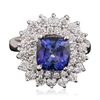 Image 1 : 14KT White Gold 3.23ct Sapphire and Diamond Ring