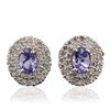 Image 1 : 14KT White Gold 1.46ctw Tanzanite and Diamond Earrings