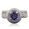 Image 1 : 14KT White Gold 0.78ct Tanzanite and Diamond Ring