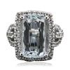 Image 1 : 14KT White Gold 7.79ct Aquamarine and Diamond Ring