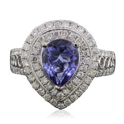 14KT White Gold 1.56ct Tanzanite and Diamond Ring