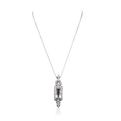 14KT White Gold 11.80ct Aquamarine and Diamond Pendant With Chain