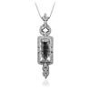 Image 2 : 14KT White Gold 11.80ct Aquamarine and Diamond Pendant With Chain