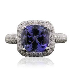 14KT White Gold 4.18ct Tanzanite and Diamond Ring