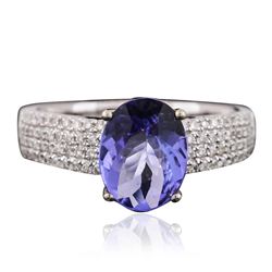 14KT White Gold 1.81ct Tanzanite and Diamond Ring