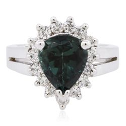 14KT White Gold 3.26ct Tourmaline and Diamond Ring