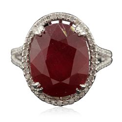 14KT White Gold 12.24ct Ruby and Diamond Ring