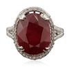 Image 1 : 14KT White Gold 12.24ct Ruby and Diamond Ring