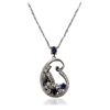 Image 2 : 14KT White Gold 1.88ctw Sapphire and Diamond Pendant With Chain