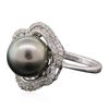 Image 2 : 14KT White Gold 10.2mm Pearl and Diamond Ring