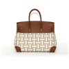 Image 4 : Authentic Vintage Hermes 35cm Birkin Bag in Two-Tone Canvas Barenia with Palladium Hardware