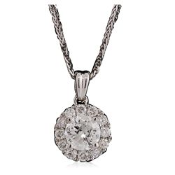 14KT White Gold 0.92ctw Diamond Pendant With Chain