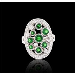 14KT White Gold 2.70ctw Tsavorite and Diamond Ring