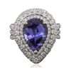 Image 1 : 14KT White Gold 3.90ct Tanzanite and Diamond Ring