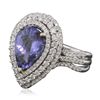 Image 2 : 14KT White Gold 3.90ct Tanzanite and Diamond Ring