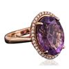 Image 2 : 14KT Rose Gold 9.22ct Amethyst and Diamond Ring