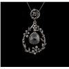 Image 2 : 18KT Black Gold 1.93ctw Black Diamond Pendant With Chain